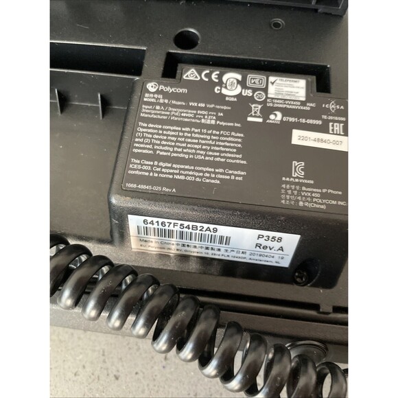 Polycom VVX 450 Ring Central Business VoIP Phone Black VVX450 Parts/Repair Only - Picture 9 of 10